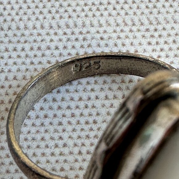 White Jasper Sterling Silver Ring Size 8 Teardrop Artisan Setting - Picture 5 of 13